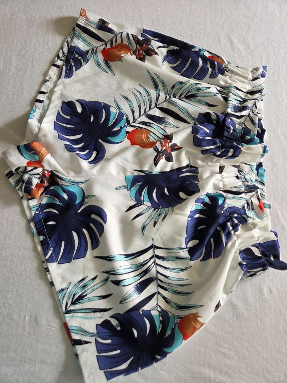 SHEIN White Tropical Montera Print High Waist Paperbag Shorts - Picture 8 of 10